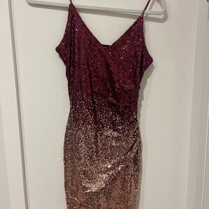 Sparkly red and gold Windsor mini dress